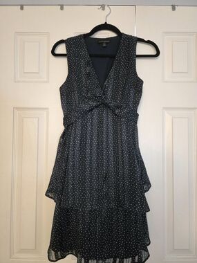 Banana Republic Navy Polka Dot Midi Dress